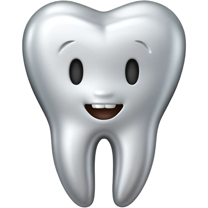 human tooth emoji, smooth chrome ceramic-metal texture, clean medical luxury aesthetic, isolated on white emoji