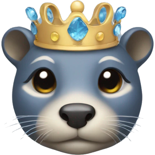 A queen blue otter with crown on her head while she is lying down emoji