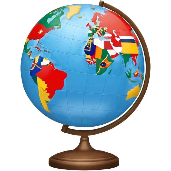 A globe showing Earth with small country flags around it or embedded on the continents emoji