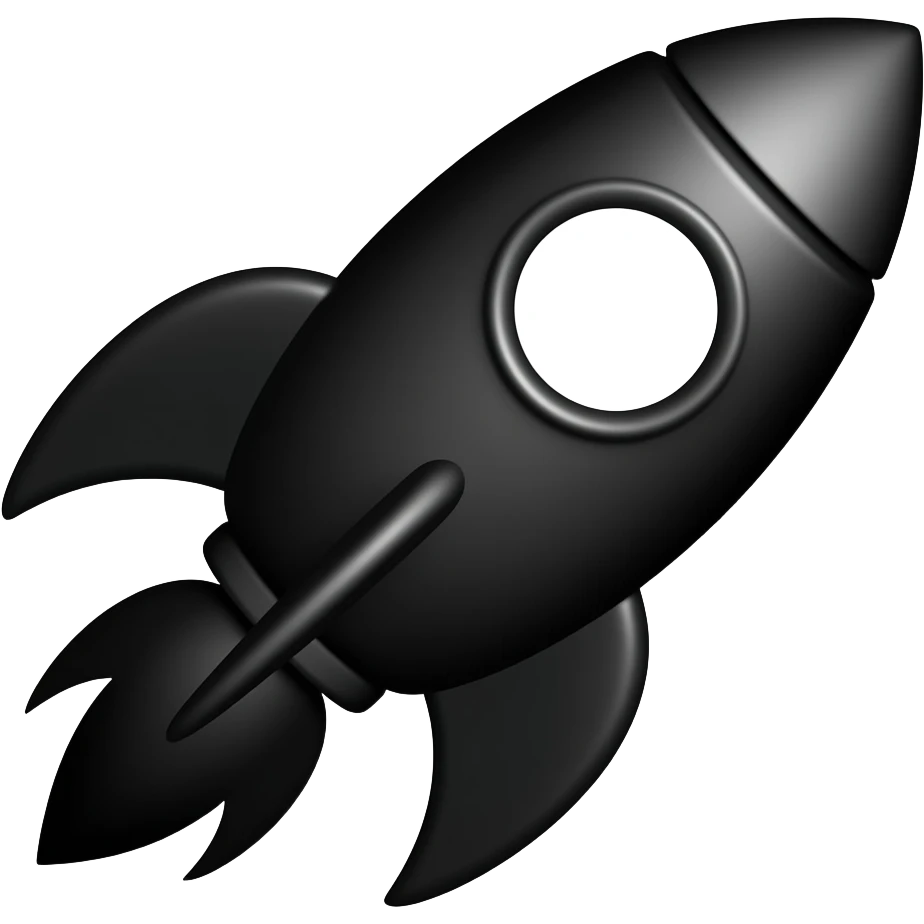 Generate a black icon of a rocket only on white bg. emoji