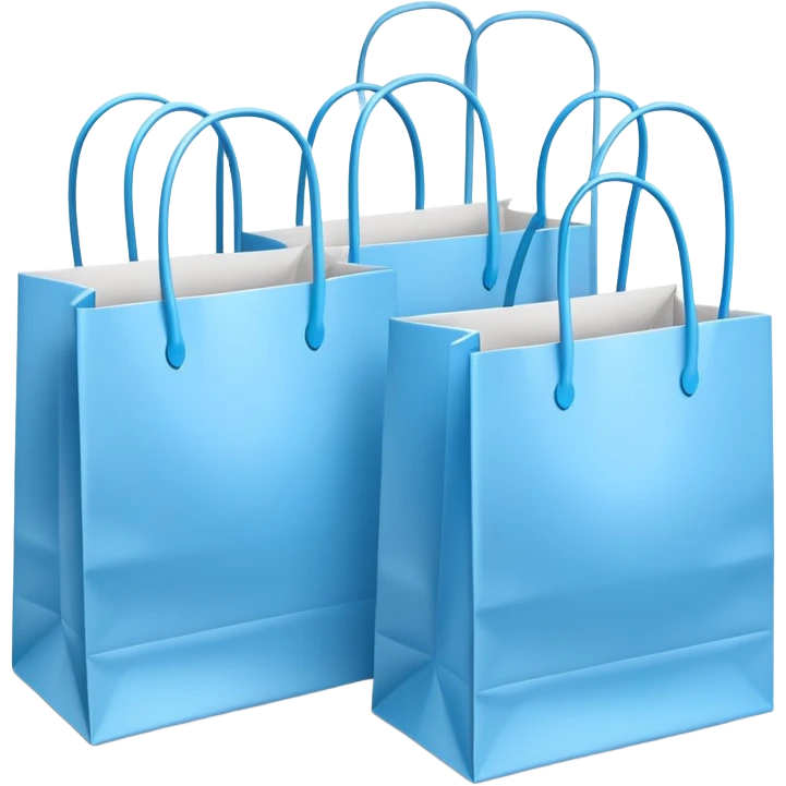Bundle of Light blue shopping bags emoji
