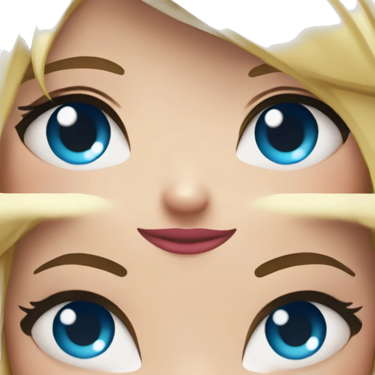 Chica rubia, ojos azules, labios rosados y pelo liso emoji