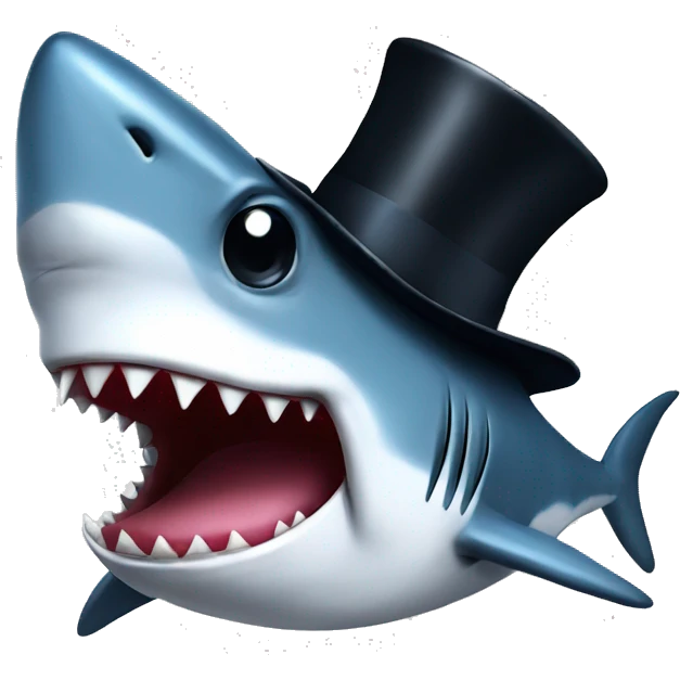 Shark with a top hat emoji