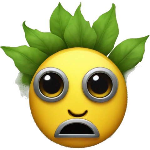 a robot face with one eye as sunflower emoji