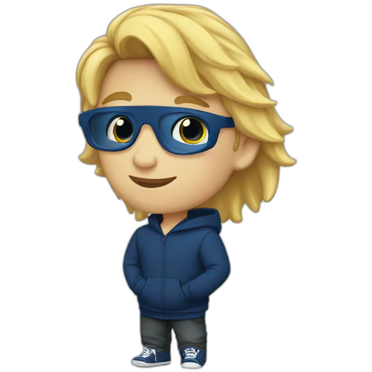 Jongen met blond haar. donkerblauwe hoodie emoji