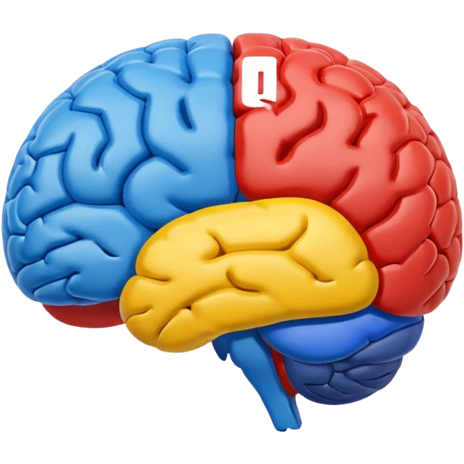 brain featuring Google colors blue red yellow green, no text emoji