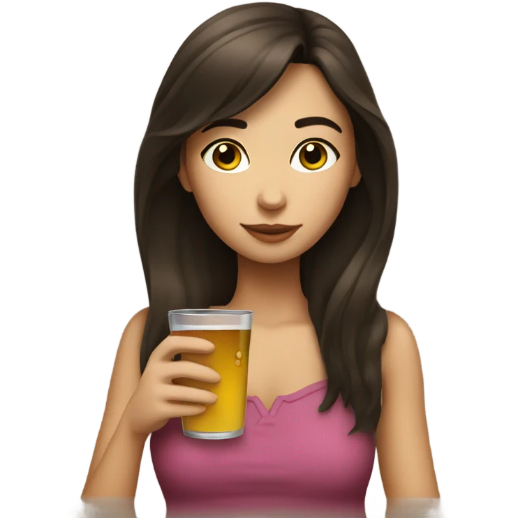 Brunette girl drinking emoji
