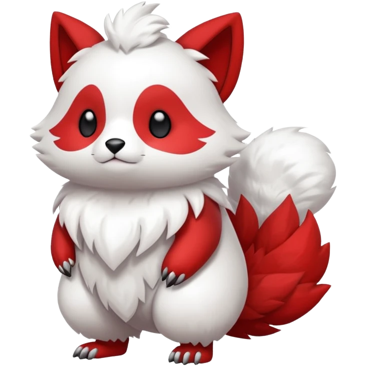 Cute cool white red animal hybrid Fakemon full body emoji