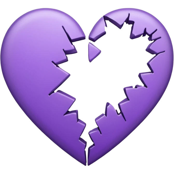 coração quebrado metade branco metade roxo emoji