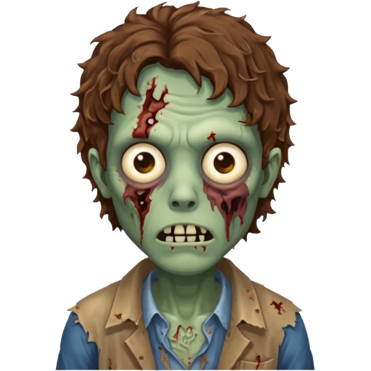 Zombie with lil bit curly medium brown hair  emoji