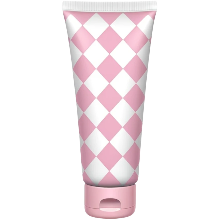 Light pink and white argyle printed lotion tube with pink cap emoji
