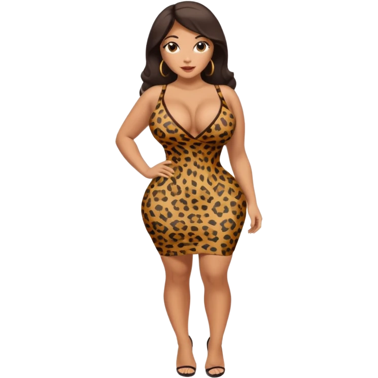 attractive full body latina with massive curves, breasts, and ass wearing a tight leopardskin dress emoji