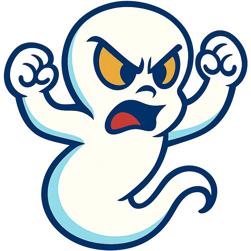 angry Casper ghost in vibrant toon style emoji
