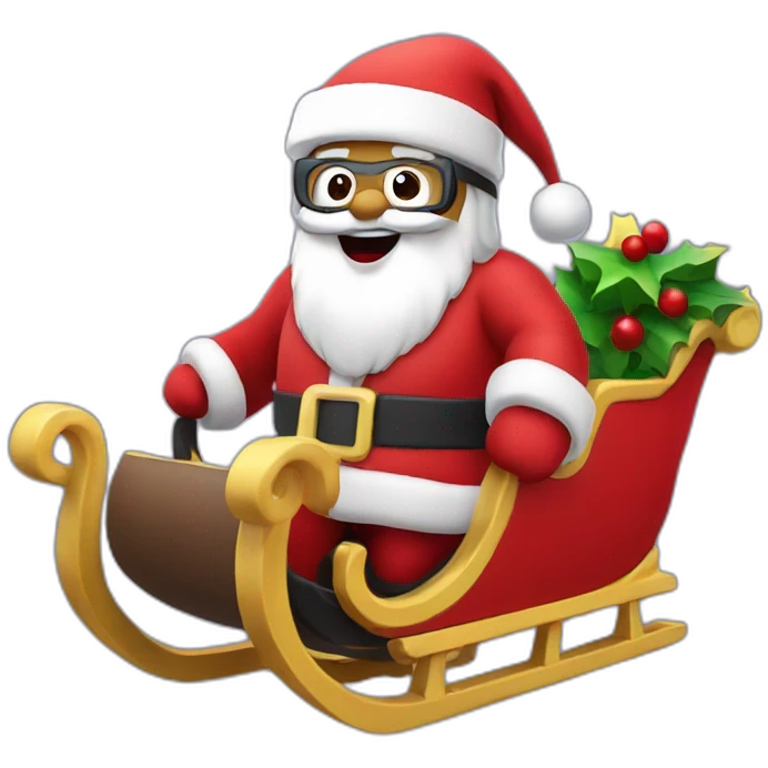 Santa in sleigh in vr headset emoji
