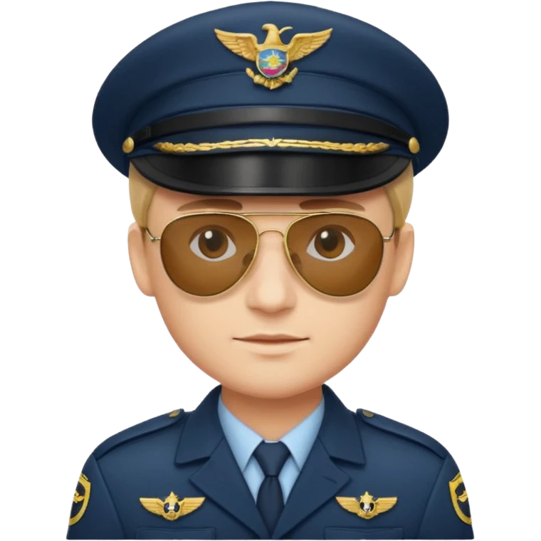 Officer with peaked cap + aviator sunglasses, half body emoji