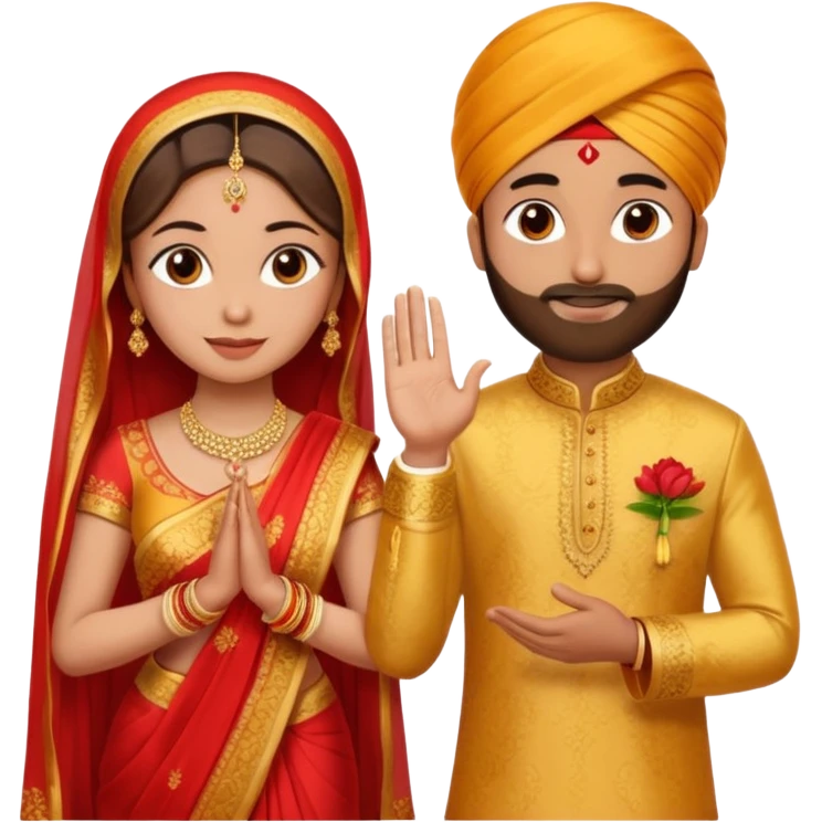 Two hands in a engagement..One hand of groom and one hand of bride. Bride dress - red/yellow saree. groom- light orange punjabi (oonly hands will be visible in the image) emoji