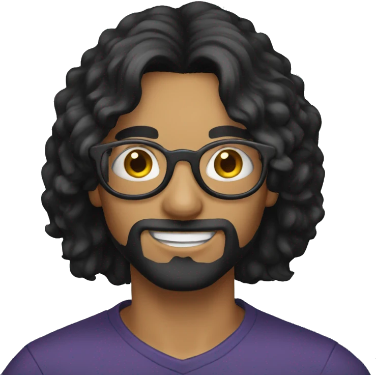long black hair guy with circle eyewear emoji