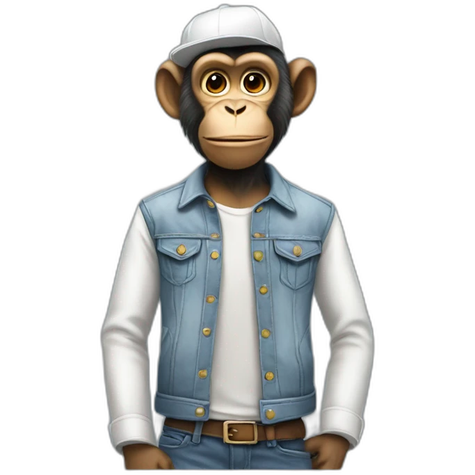 A humanoid monkey wearing jeans and white shirt emoji