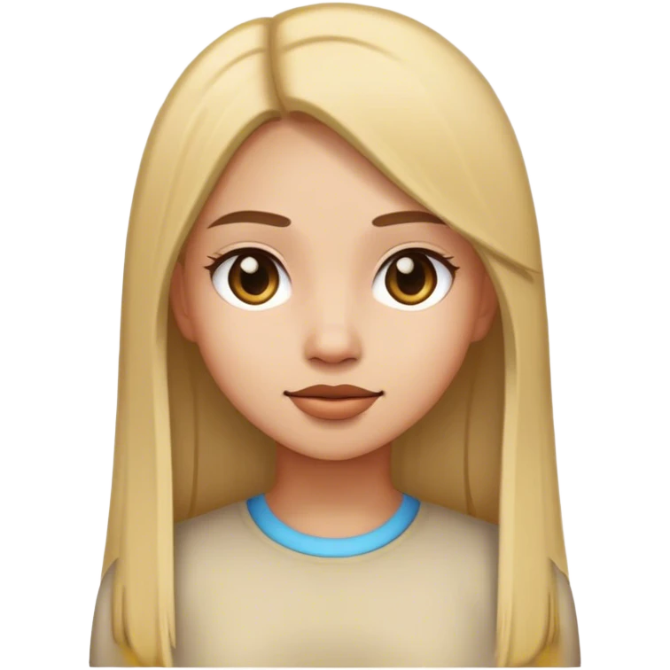 Girl with straight hair with light skin emoji