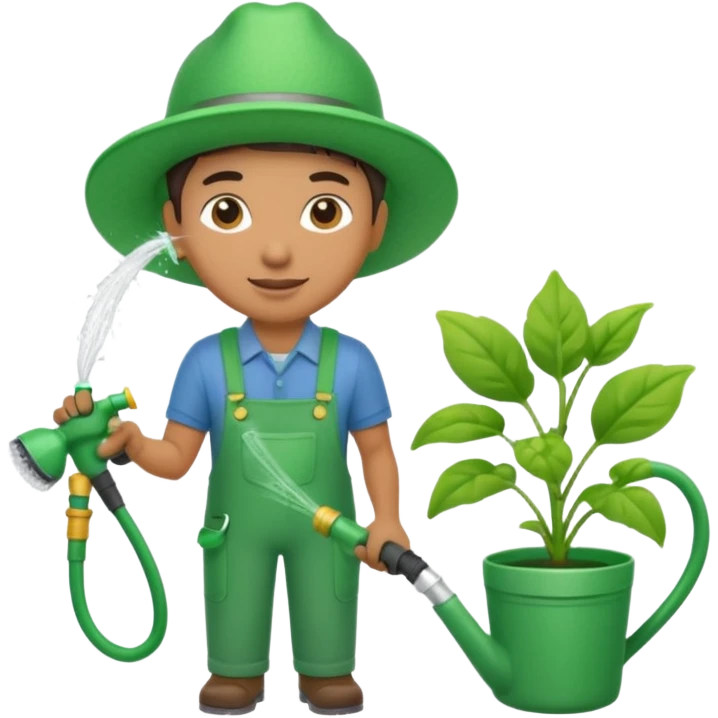 gardener watering with a hose emoji