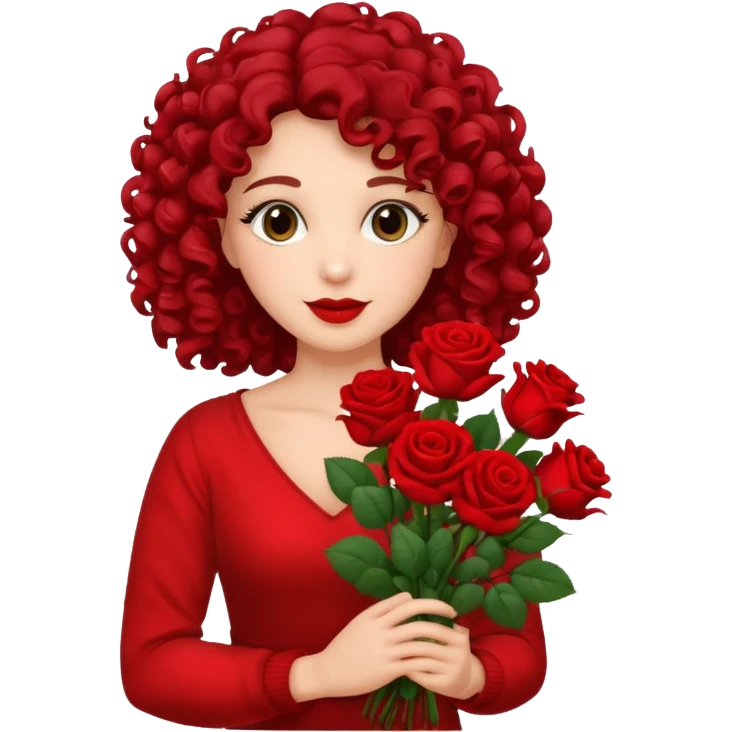 curly woman flower-holding person bouqet emoji