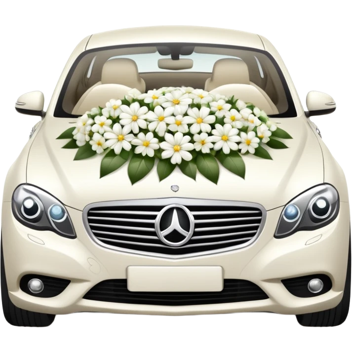 luxury car with wedding decorations, horizontal emoji