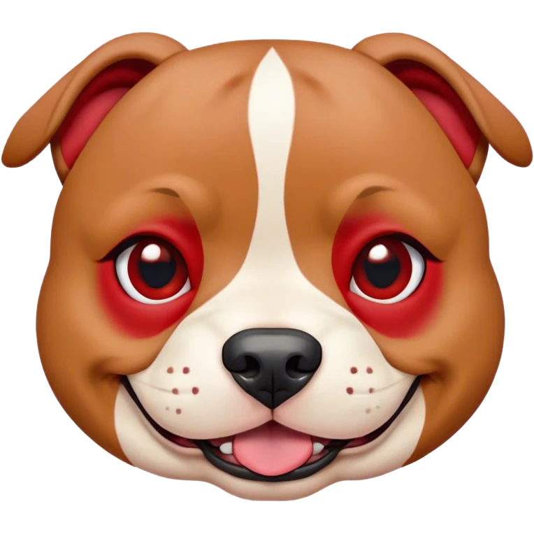 Cinematic Comical Red/Fawn Staffordshire Bull Terrier Portrait Emoji, Head tilted dramatically with an exaggeratedly amused expression, featuring a striking red/fawn Fur with bold white accents, wide, expressive dark eyes filled with playful disbelief, Simplified yet hilariously expressive features, highly detailed, glowing with a slightly sassy glow, high shine, dramatic yet playful, stylized with an air of cheeky mischief, bright and endearing, soft glowing outline, capturing the essence of a spirited and over-the-top guardian, so meme-worthy it feels like it could side-eye its way into internet fame instantly! emoji