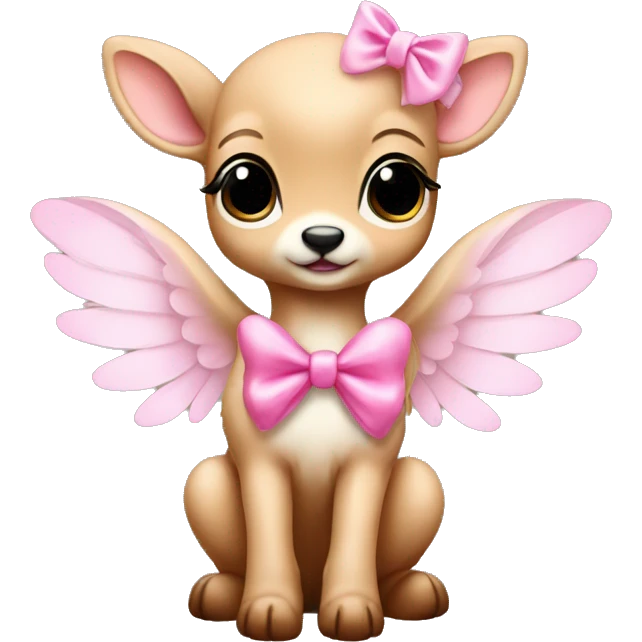 Baby fawn with pink bow and angel wings emoji