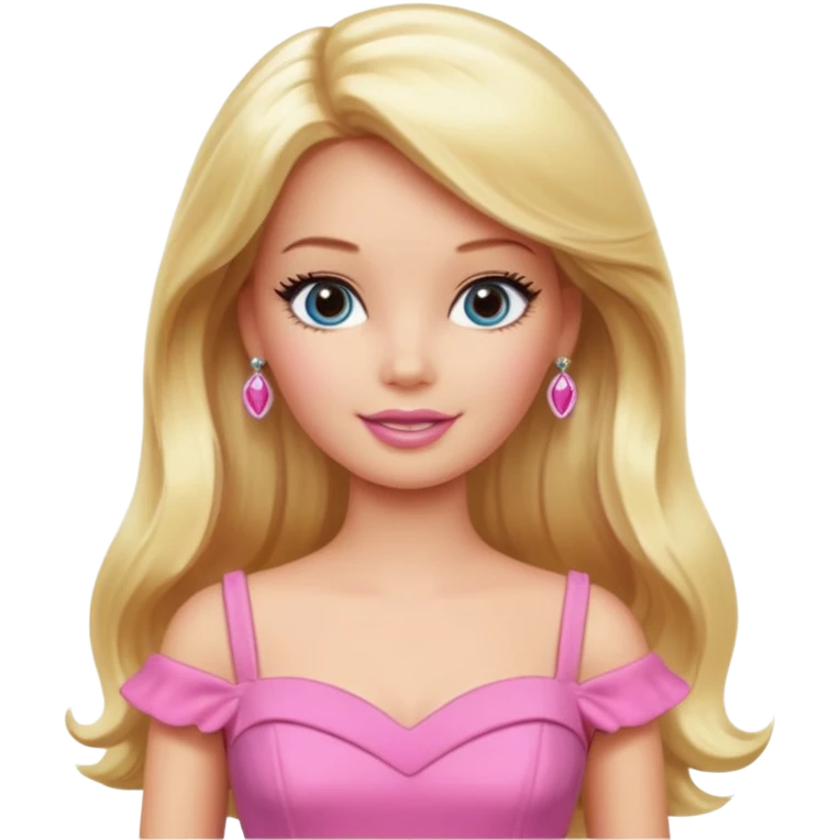 barbie, long blonde hair, pink dress emoji