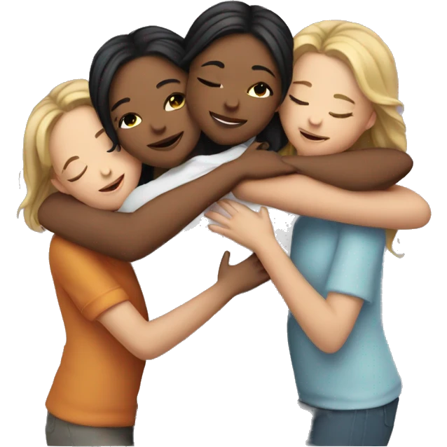 5 girls hugging emoji