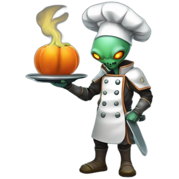 alien chef scifi roguelike rpg style inspired by slay the spire digital art emoji