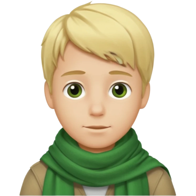 blonde hair boy, green scarf emoji