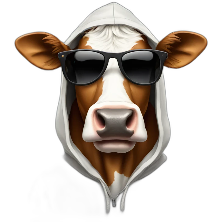 Cow wearing hoodie with sunglasses  emoji