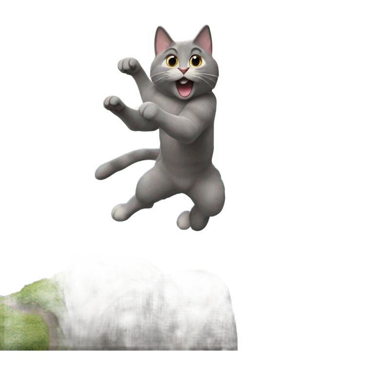 Grey cat jumping a mountain  emoji