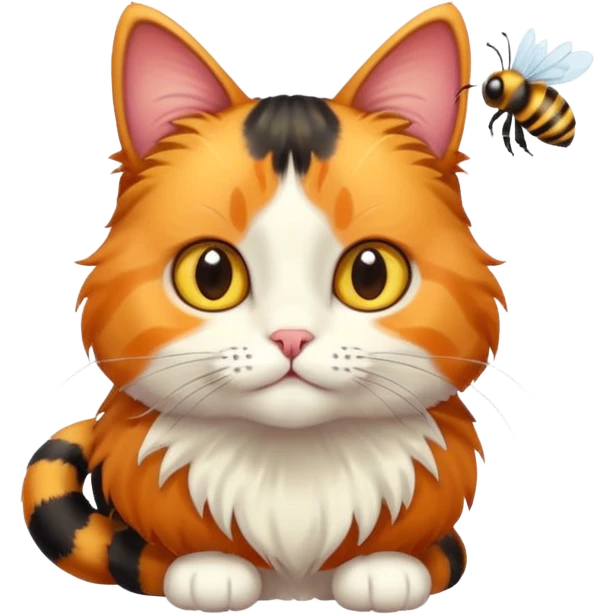 Cat with a bee emoji