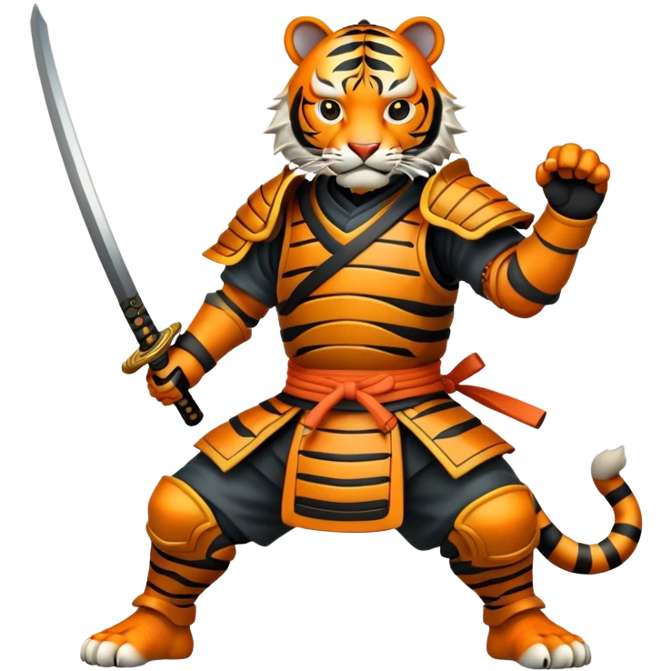 Tiger samurai with armor and katana emoji