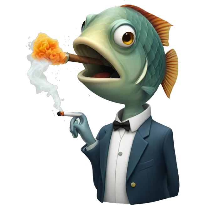 Fish smoking cigarette  emoji