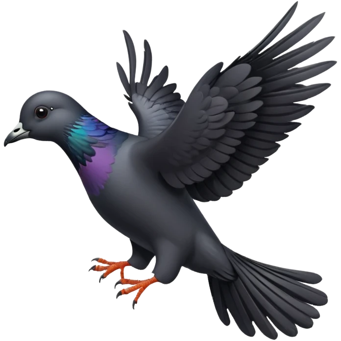 black pigeon flying emoji