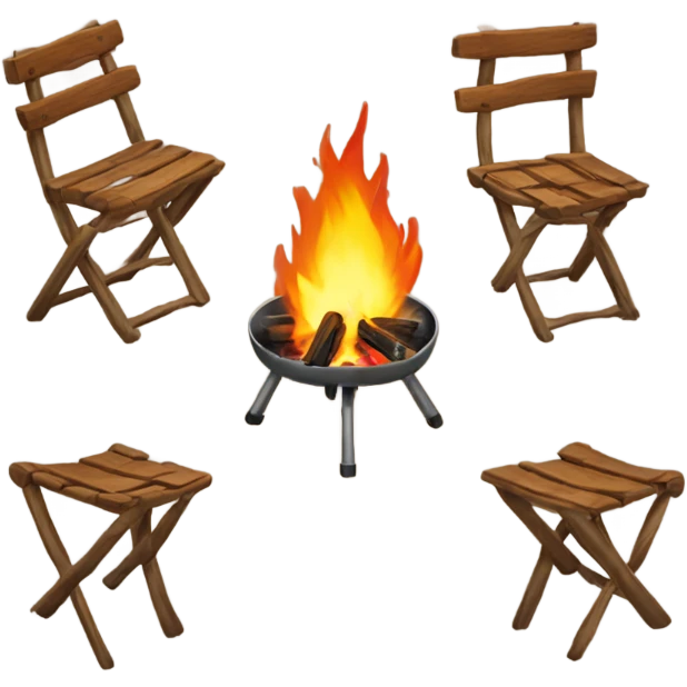 camp fire with chairs emoji