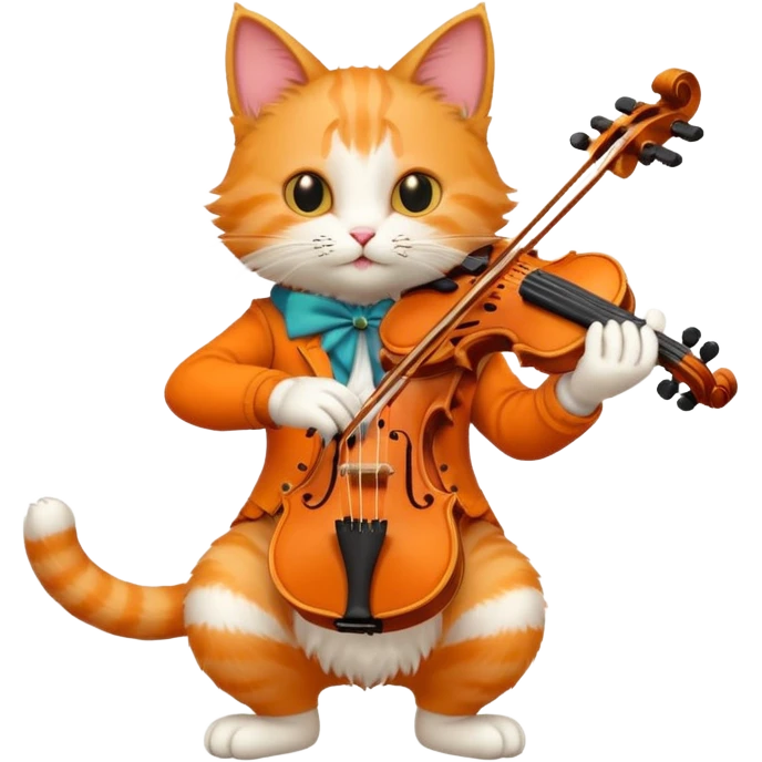 cat play violin, long full body emoji