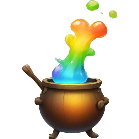 rainbow potion in a cauldron emoji