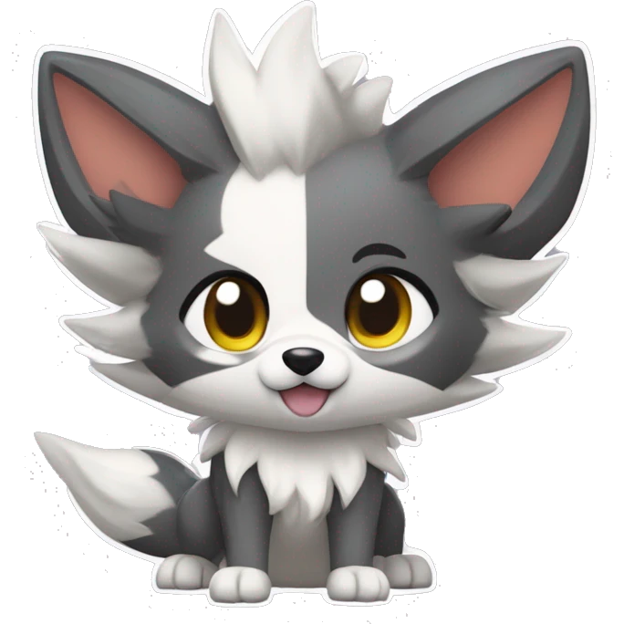 Kawaii Cool Chibi Poochyena-Rocruff-Lycanroc-Pokémon Full Body Detailed High Quality emoji
