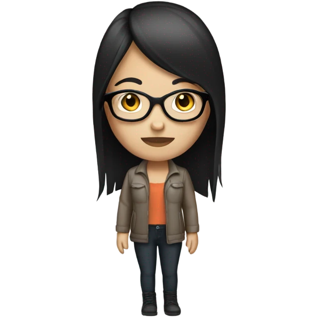 white girl with straight black medium hair wearing glasses emoji