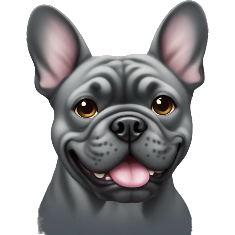 A dark grey french Bulldoge emoji