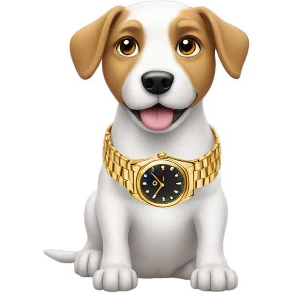 Dog wearing a gold watch emoji