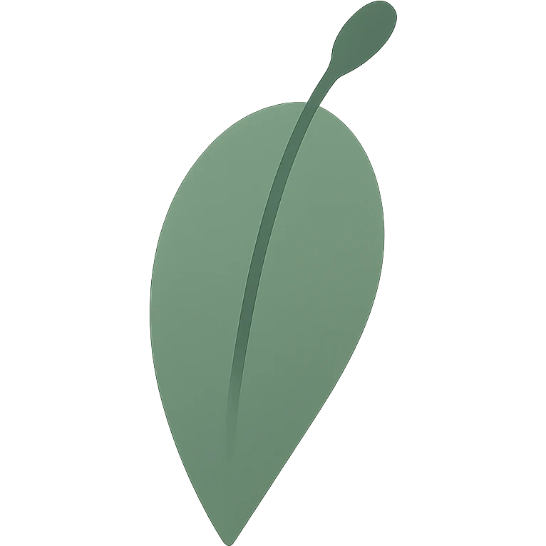 a single eucalyptus leaf, minimal flat icon emoji