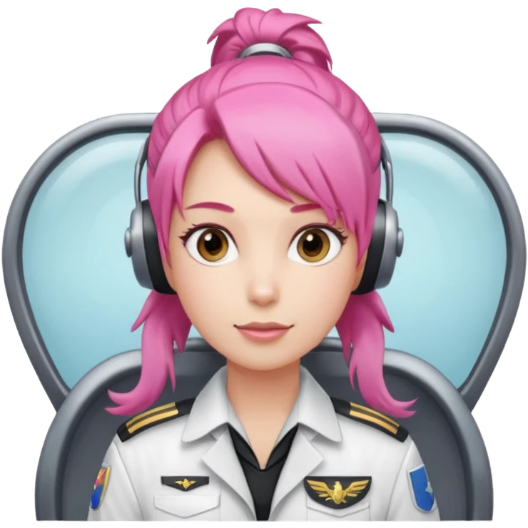 Commander Bloom – pink ponytail pilot in white uniform emoji