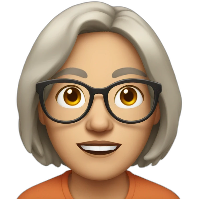 mad middle aged woman with glasses emoji