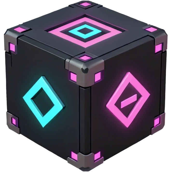 Minecraft isometric cyberpunk style block emoji