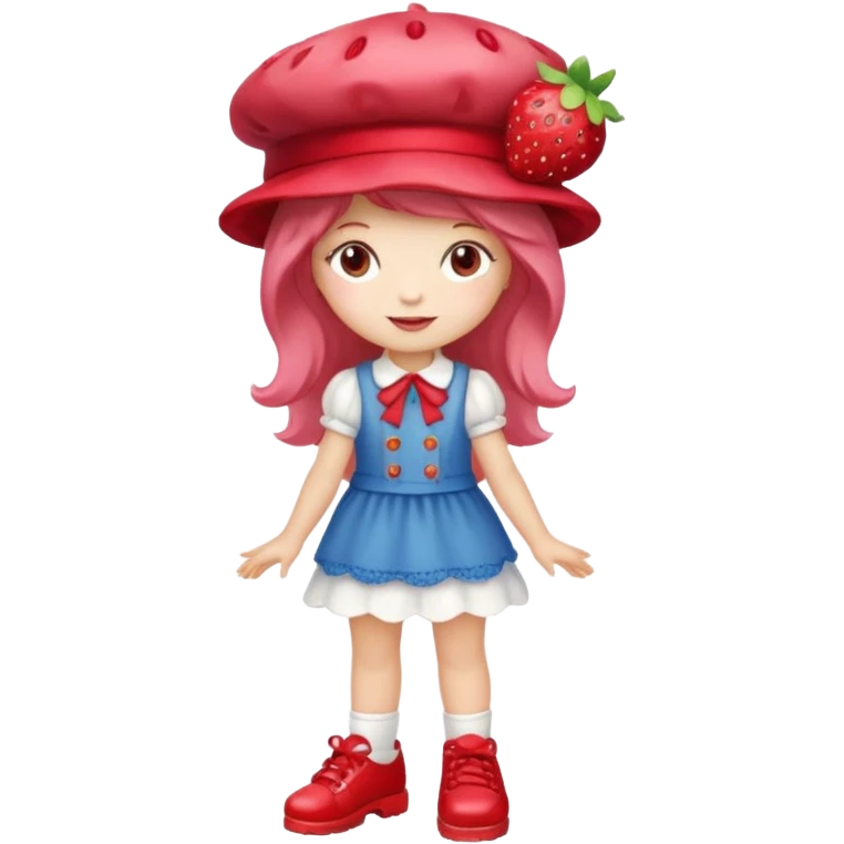 pretty and cute realistic modern day strawberry shortcake full body with red shoes emoji emoji